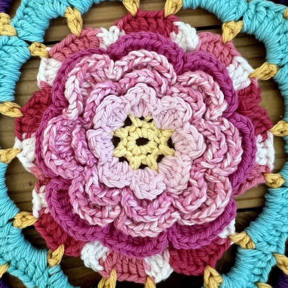 Handmade Multicolor Crochet Round Doily - Vibrant Home Accent